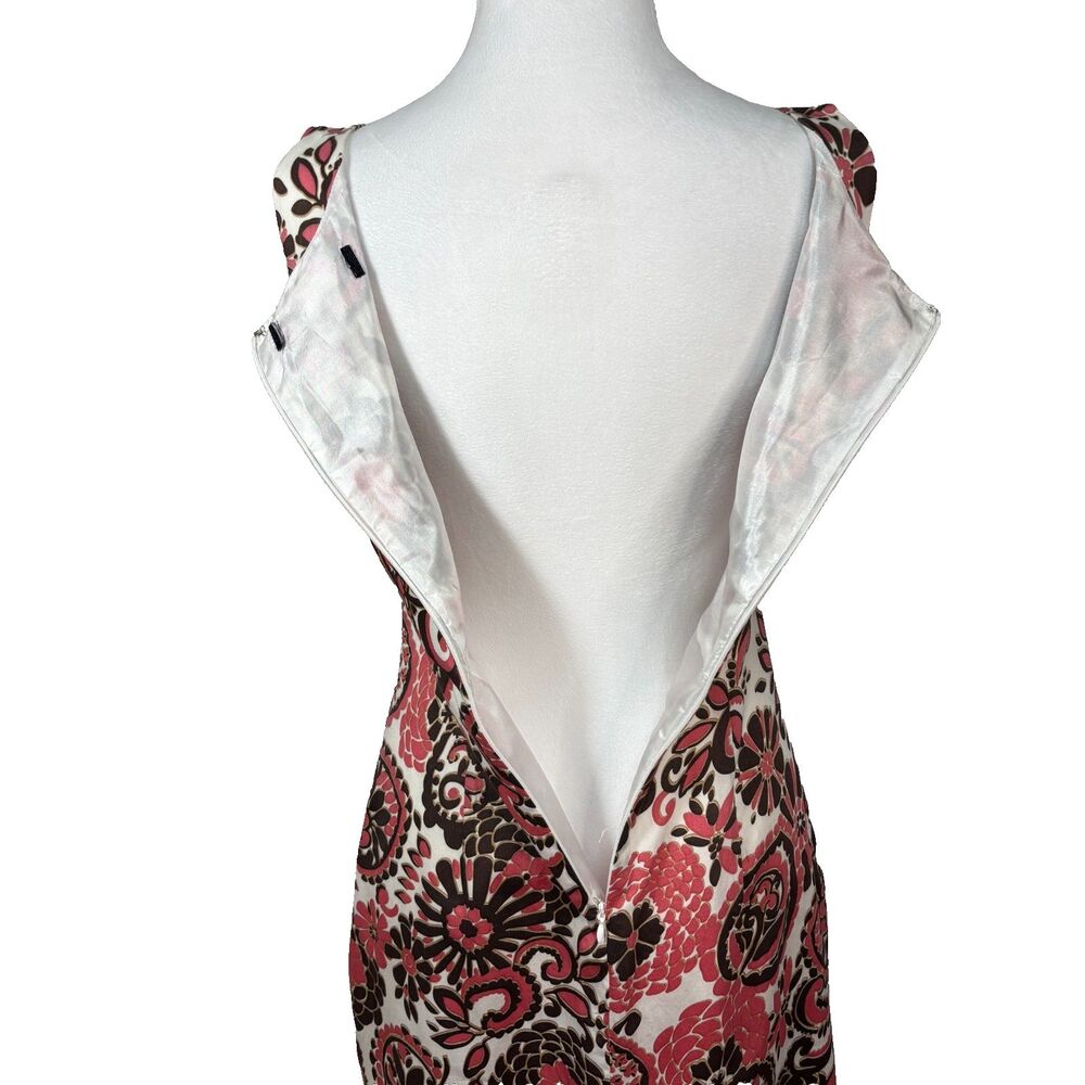 Mercer & Madison Sheath Dress Women's Sz 2 Pink Brown Floral Lined Retro Party - Picture 4 of 8